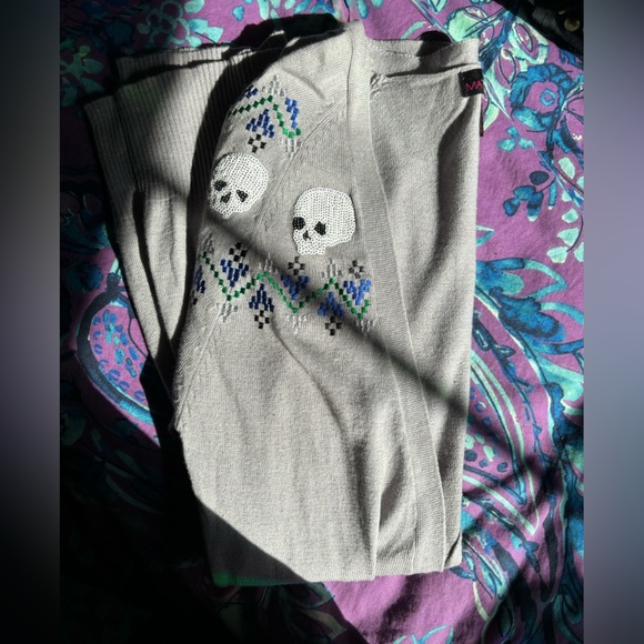 Embroidered Skull Sweater Jacket - Picture 2 of 9